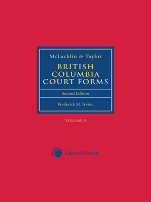 cover image of McLachlin & Taylor British Columbia Court Forms